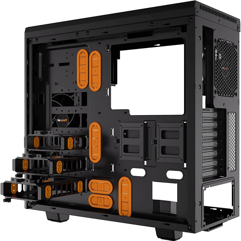 A large main feature product image of EX-DEMO be quiet! PURE BASE 600 TG - Silent Mid Tower Case (Orange)