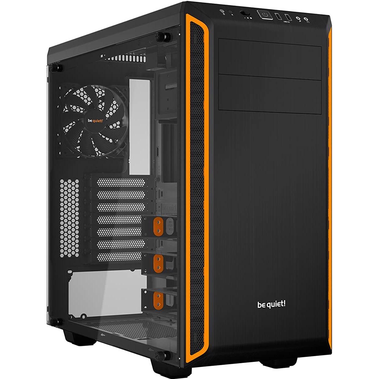 A large main feature product image of EX-DEMO be quiet! PURE BASE 600 TG - Silent Mid Tower Case (Orange)