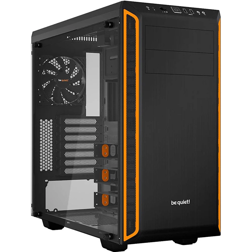 A large main feature product image of EX-DEMO be quiet! PURE BASE 600 TG - Silent Mid Tower Case (Orange)