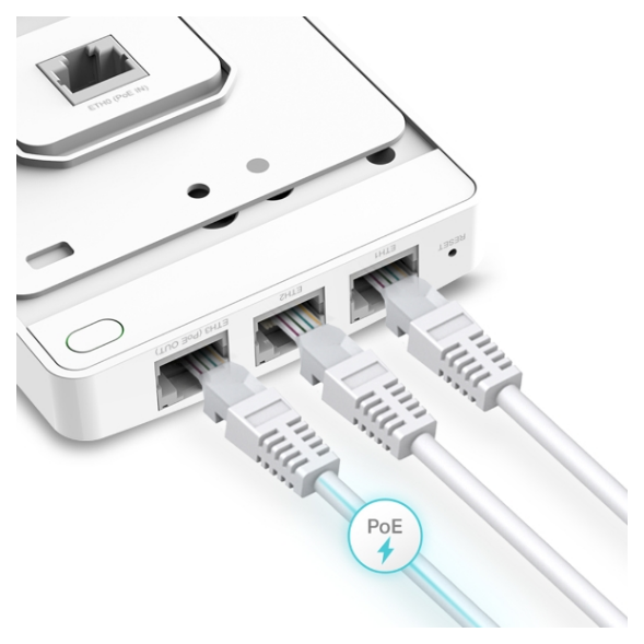 A large main feature product image of EX-DEMO TP-Link Omada EAP615-Wall - AX1800 Dual-Band Wi-Fi 6 Access Point