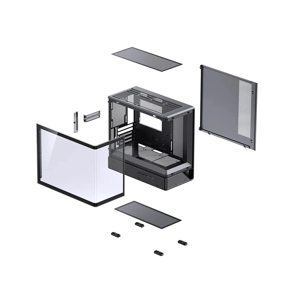 A large main feature product image of EX-DEMO Jonsbo D200 Tempered Glass Micro Tower Case (Black)