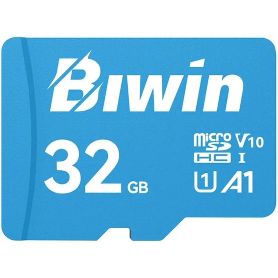 A large main feature product image of BIWIN MS100 microSDHC U1 V10 A1 UHS-I microSD Card - 32GB