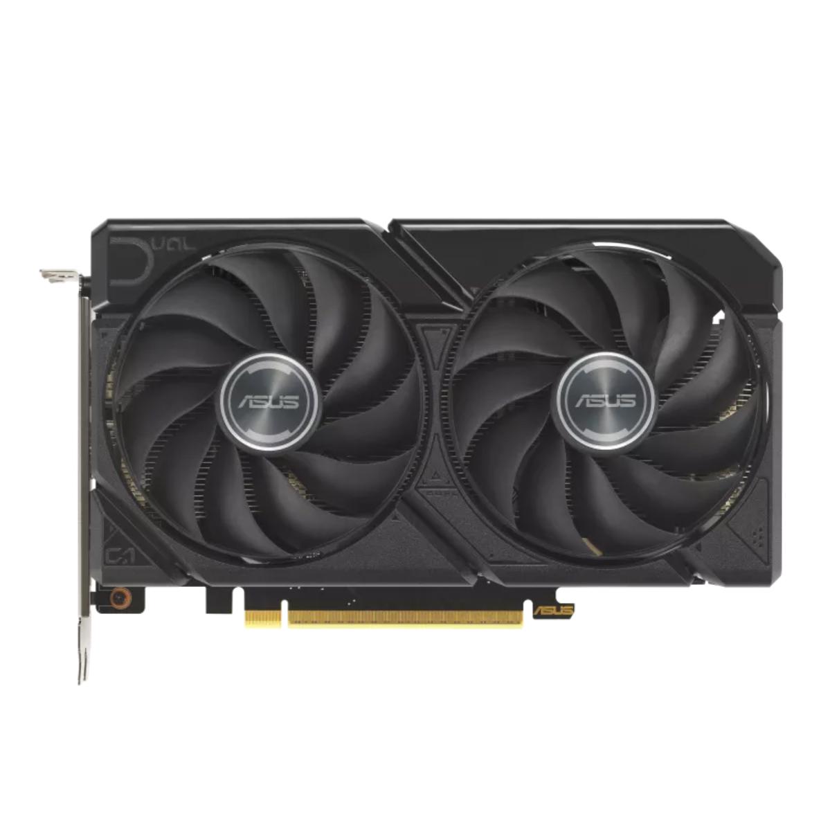 A large main feature product image of ASUS Radeon RX 9060 XT Dual 16GB GDDR6