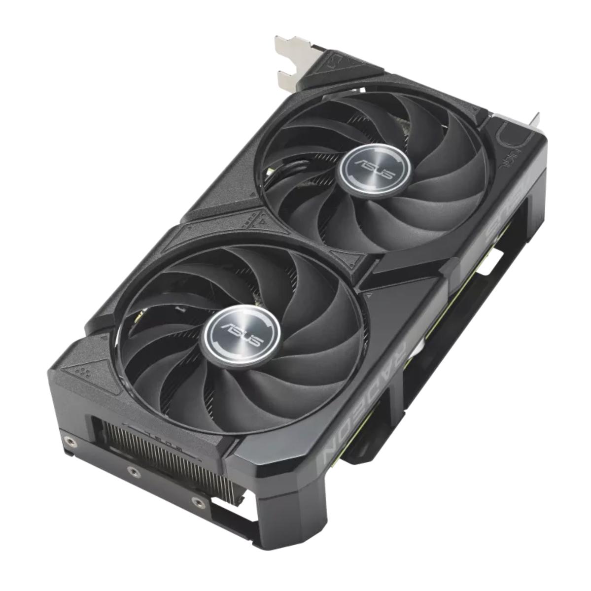 A large main feature product image of ASUS Radeon RX 9060 XT Dual 16GB GDDR6