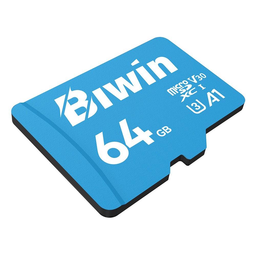 A large main feature product image of BIWIN MS100 microSDHC U3 V30 A1 UHS-I microSD Card - 64GB