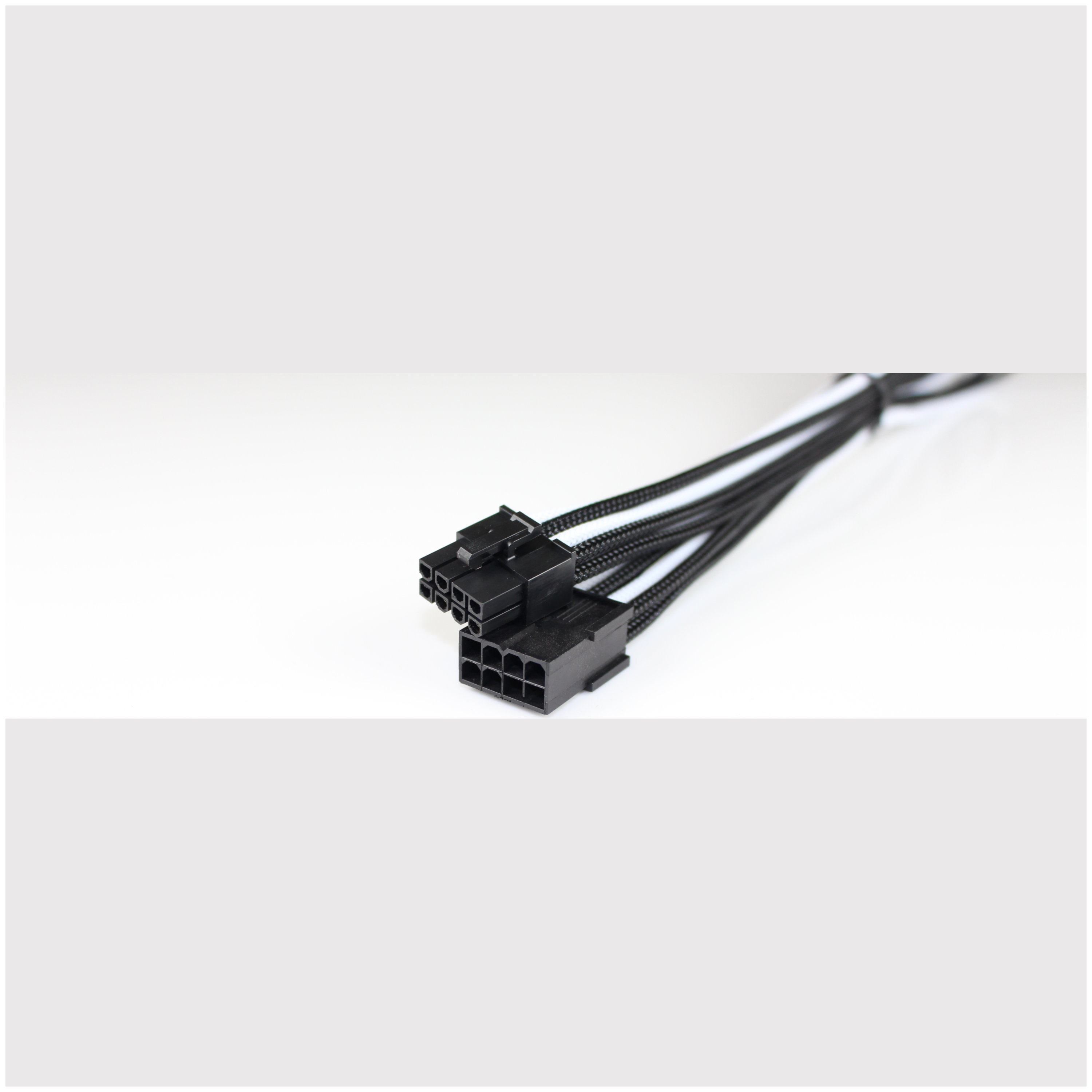 A large main feature product image of EX-DEMO GamerChief 8-Pin EPS 45cm Sleeved Extension Cable (Black/White)