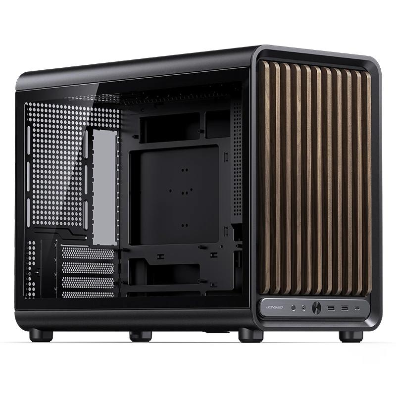 A large main feature product image of Jonsbo D33 Wood - 39L Compact mATX Case (Black)