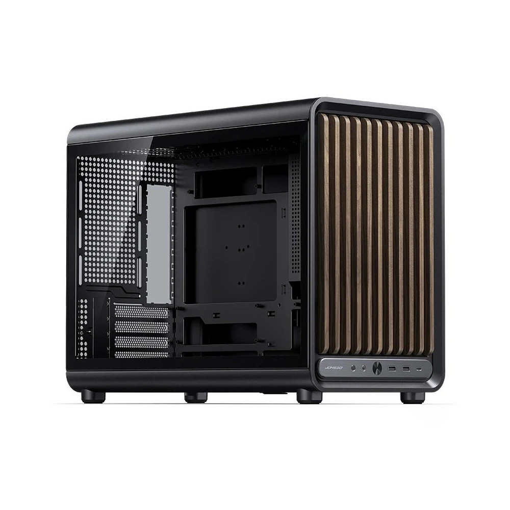 A large main feature product image of Jonsbo D33 Wood - 39L Compact mATX Case (Black)