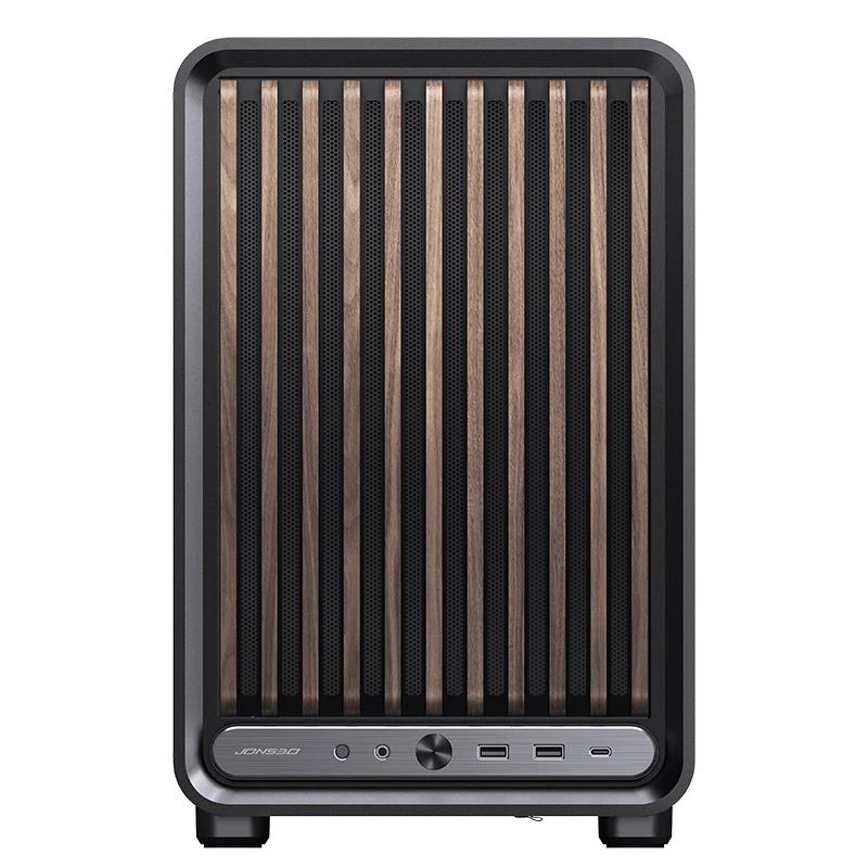 A large main feature product image of Jonsbo D33 Wood - 39L Compact mATX Case (Black)