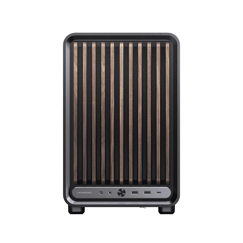 A large main feature product image of Jonsbo D33 Wood - 39L Compact mATX Case (Black)