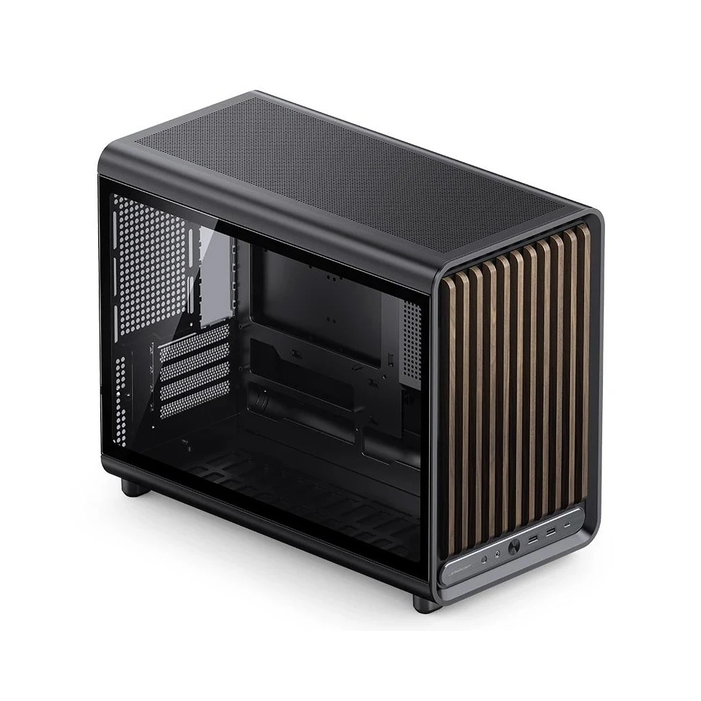 A large main feature product image of Jonsbo D33 Wood - 39L Compact mATX Case (Black)