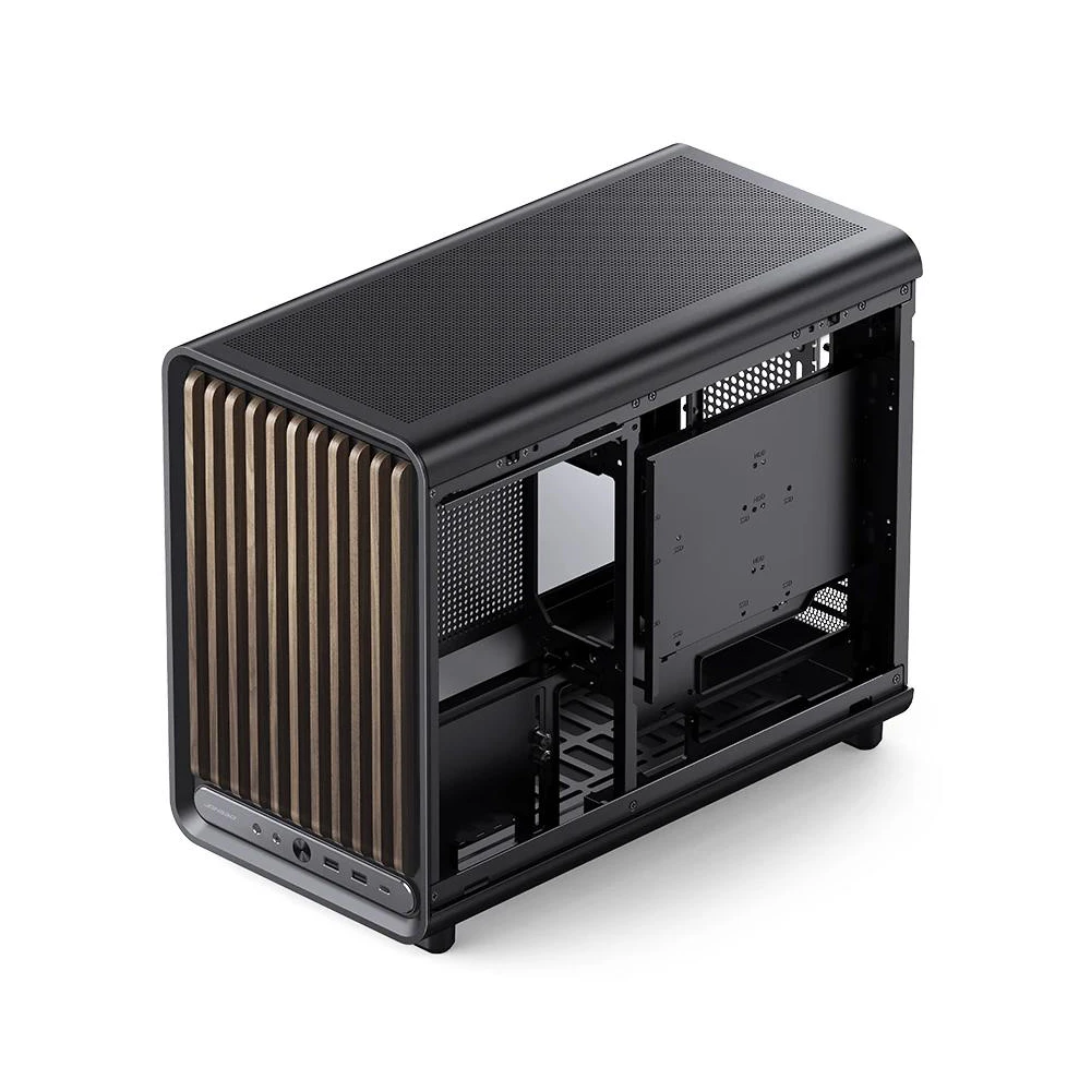 A large main feature product image of Jonsbo D33 Wood - 39L Compact mATX Case (Black)
