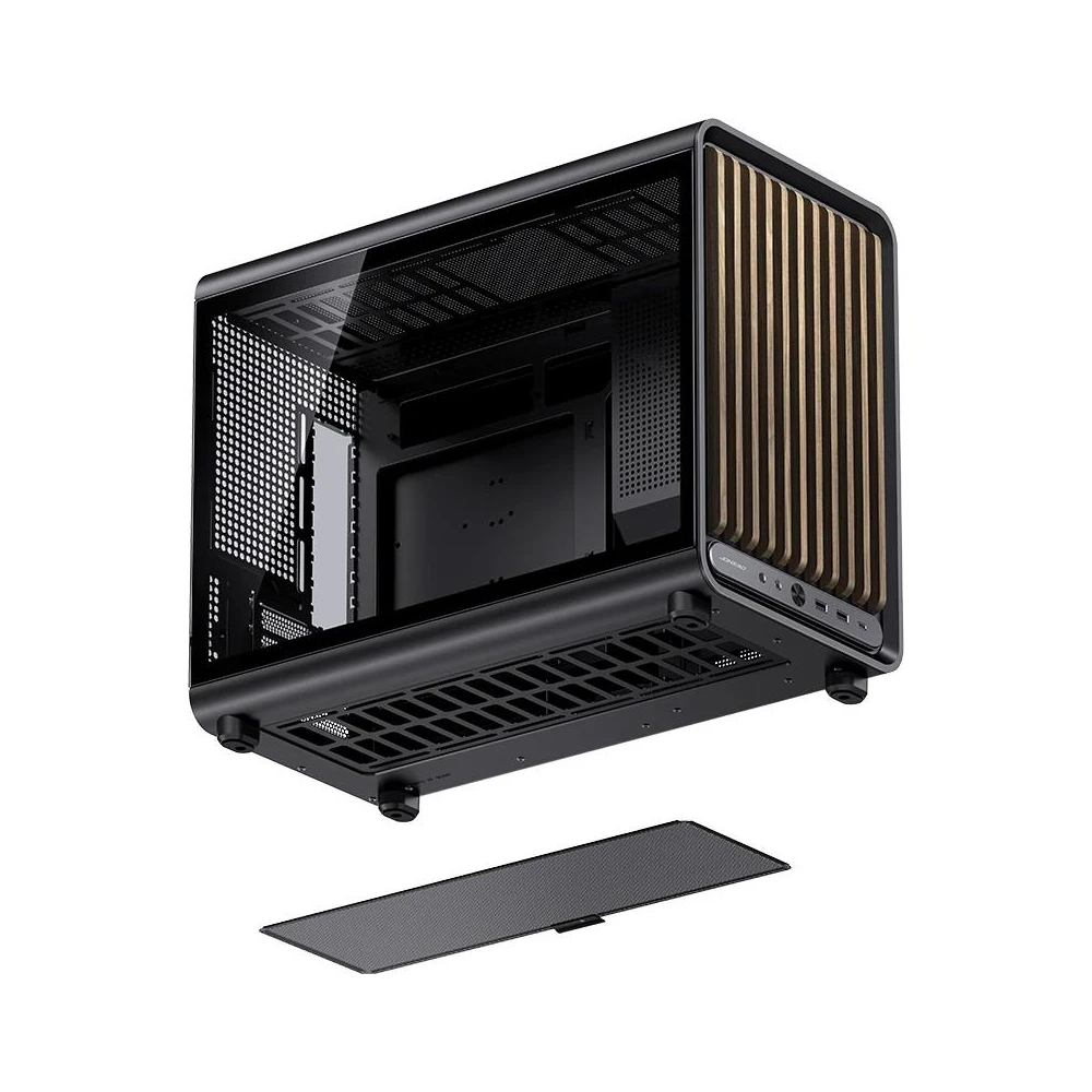 A large main feature product image of Jonsbo D33 Wood - 39L Compact mATX Case (Black)