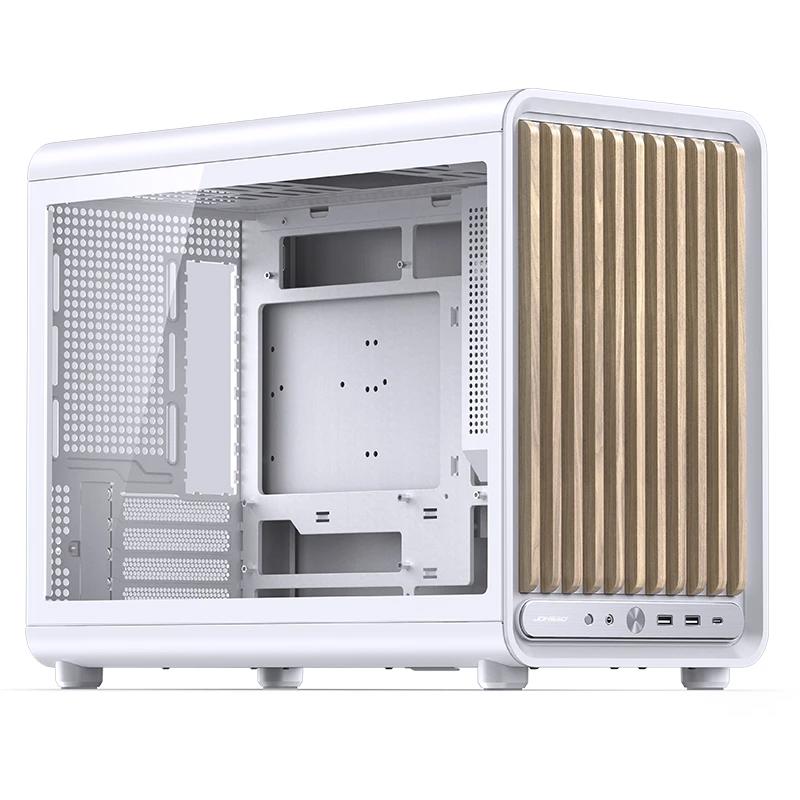 A large main feature product image of Jonsbo D33 Wood - 39L Compact mATX Case (White)