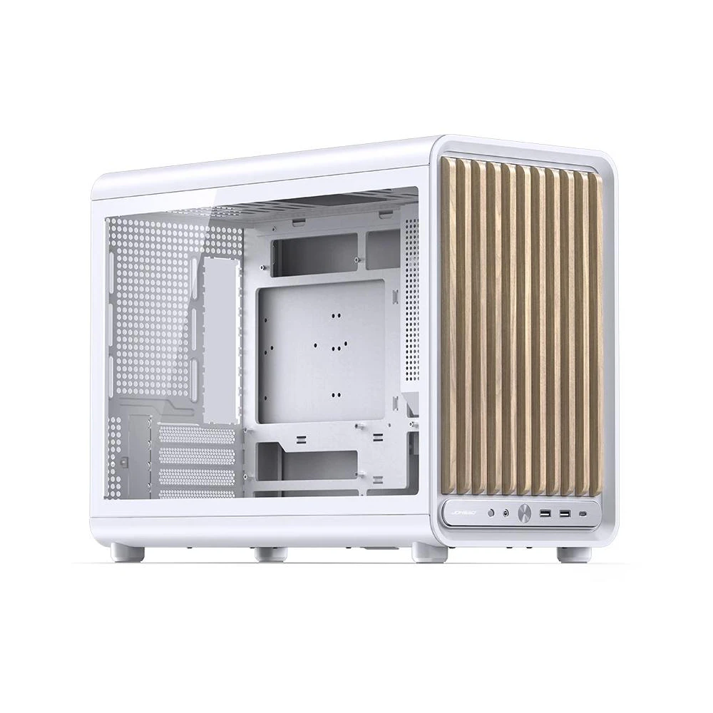 A large main feature product image of Jonsbo D33 Wood - 39L Compact mATX Case (White)