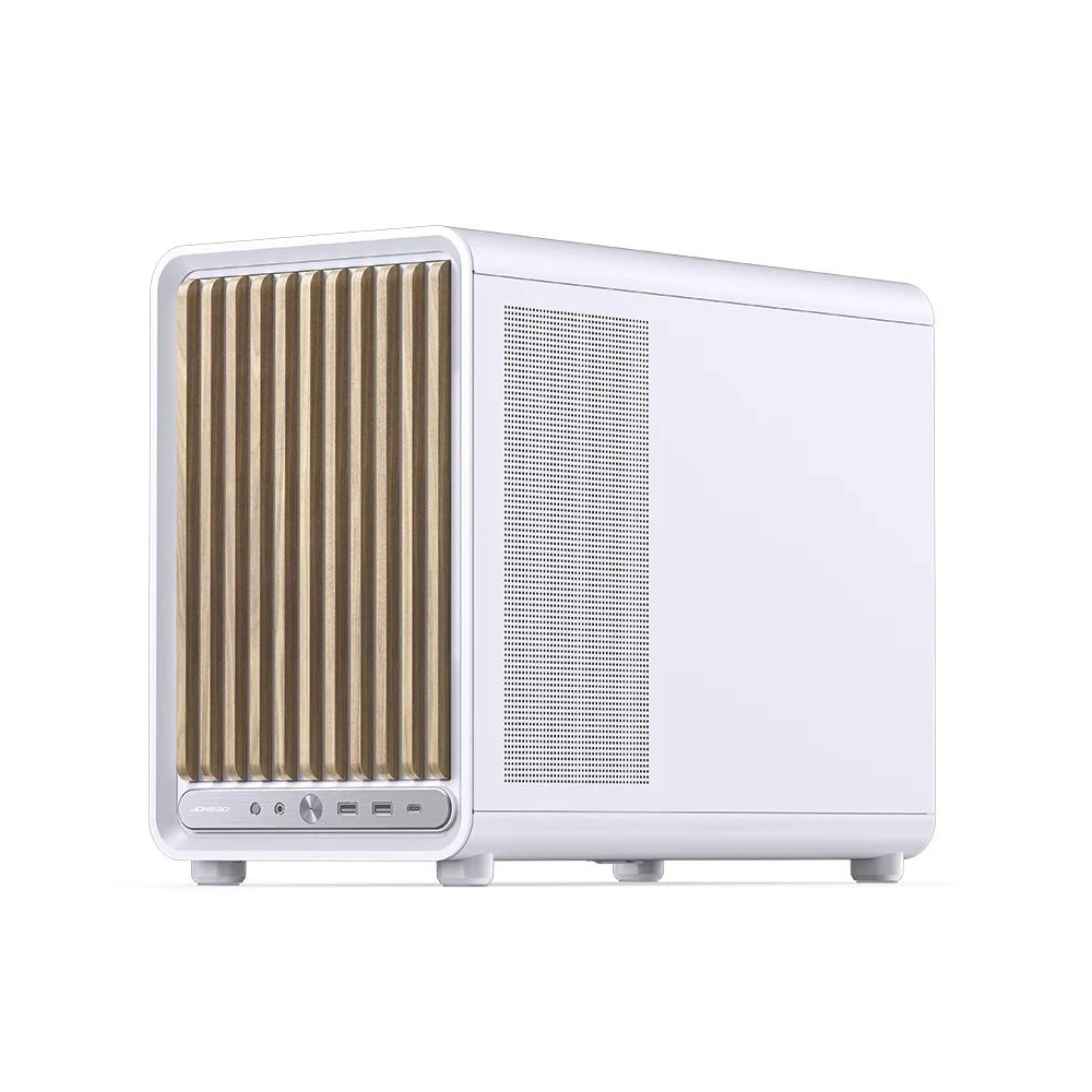 A large main feature product image of Jonsbo D33 Wood - 39L Compact mATX Case (White)