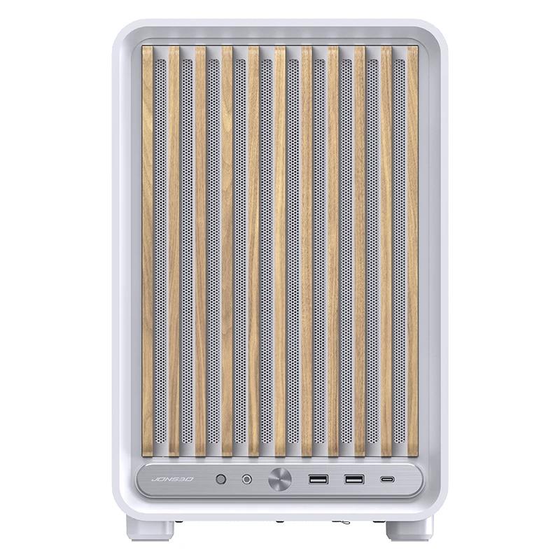 A large main feature product image of Jonsbo D33 Wood - 39L Compact mATX Case (White)