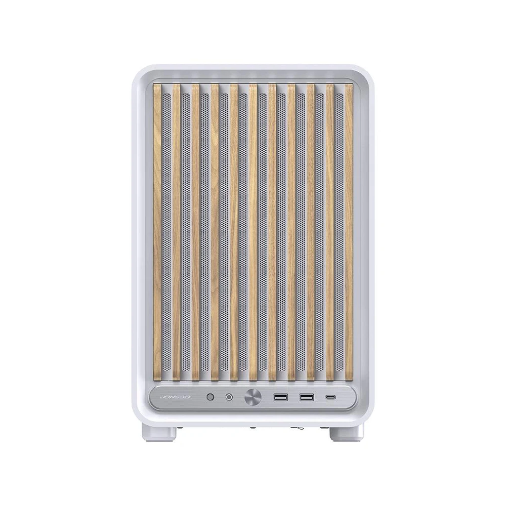 A large main feature product image of Jonsbo D33 Wood - 39L Compact mATX Case (White)