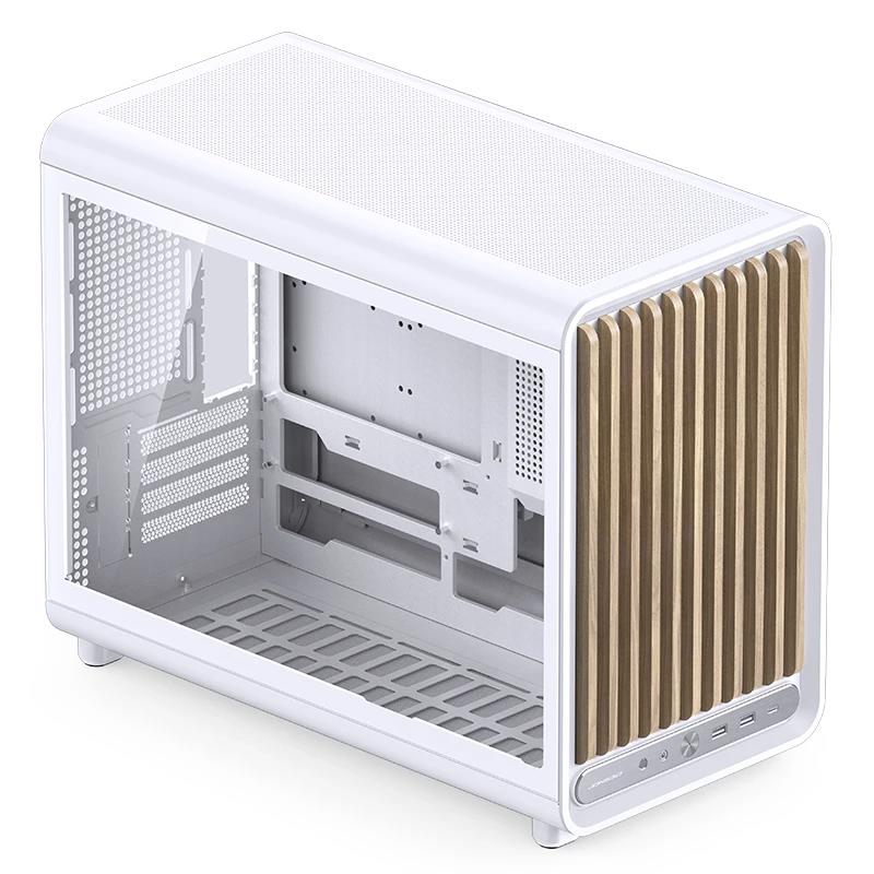 A large main feature product image of Jonsbo D33 Wood - 39L Compact mATX Case (White)