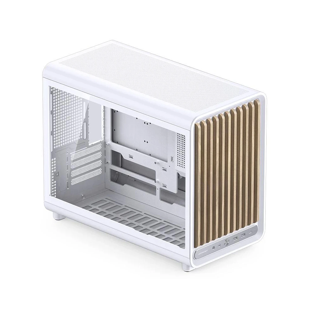 A large main feature product image of Jonsbo D33 Wood - 39L Compact mATX Case (White)