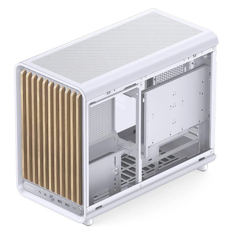 A large main feature product image of Jonsbo D33 Wood - 39L Compact mATX Case (White)