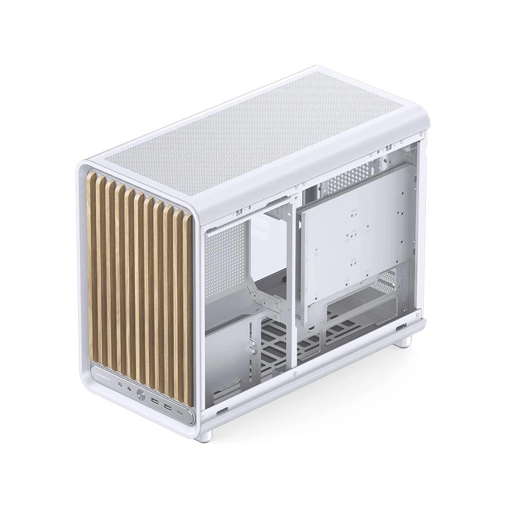 A large main feature product image of Jonsbo D33 Wood - 39L Compact mATX Case (White)
