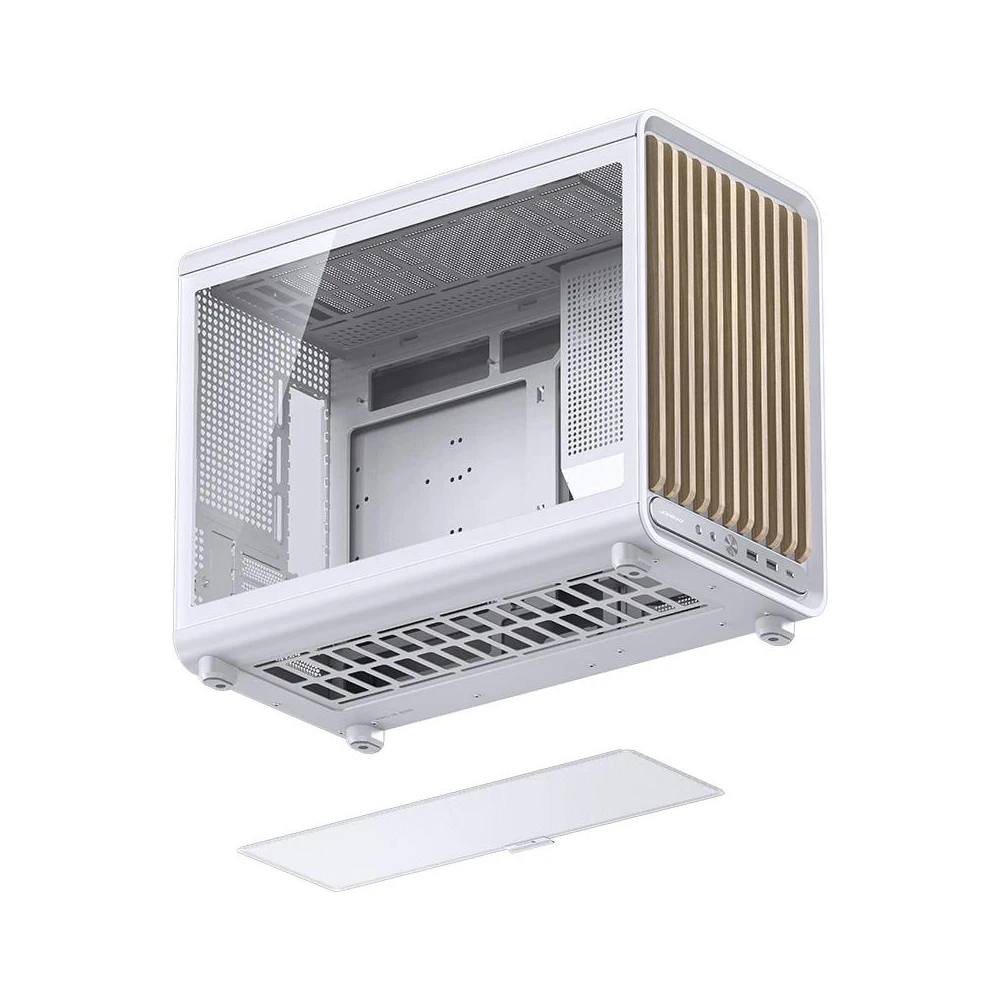 A large main feature product image of Jonsbo D33 Wood - 39L Compact mATX Case (White)