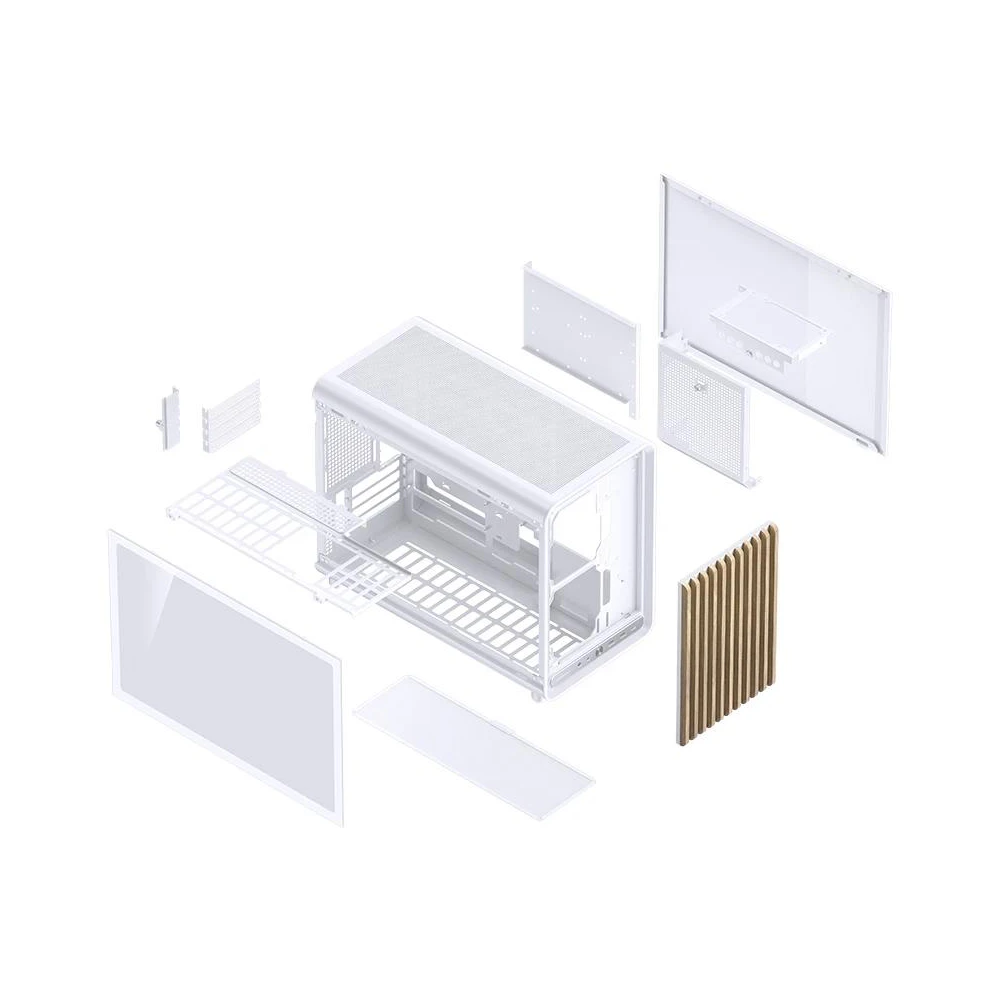 A large main feature product image of Jonsbo D33 Wood - 39L Compact mATX Case (White)