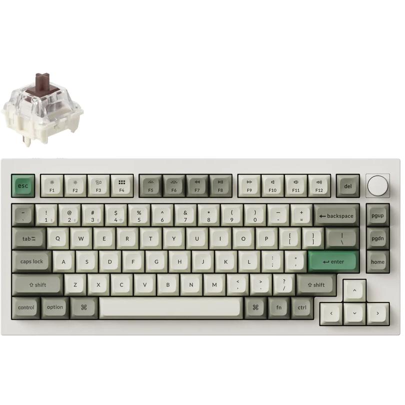 A large main feature product image of EX-DEMO Keychron Q1 Max - 75% QMK/VIA RGB Wireless Custom Mechanical Keyboard - White (Gateron Jupiter Brown Switch)