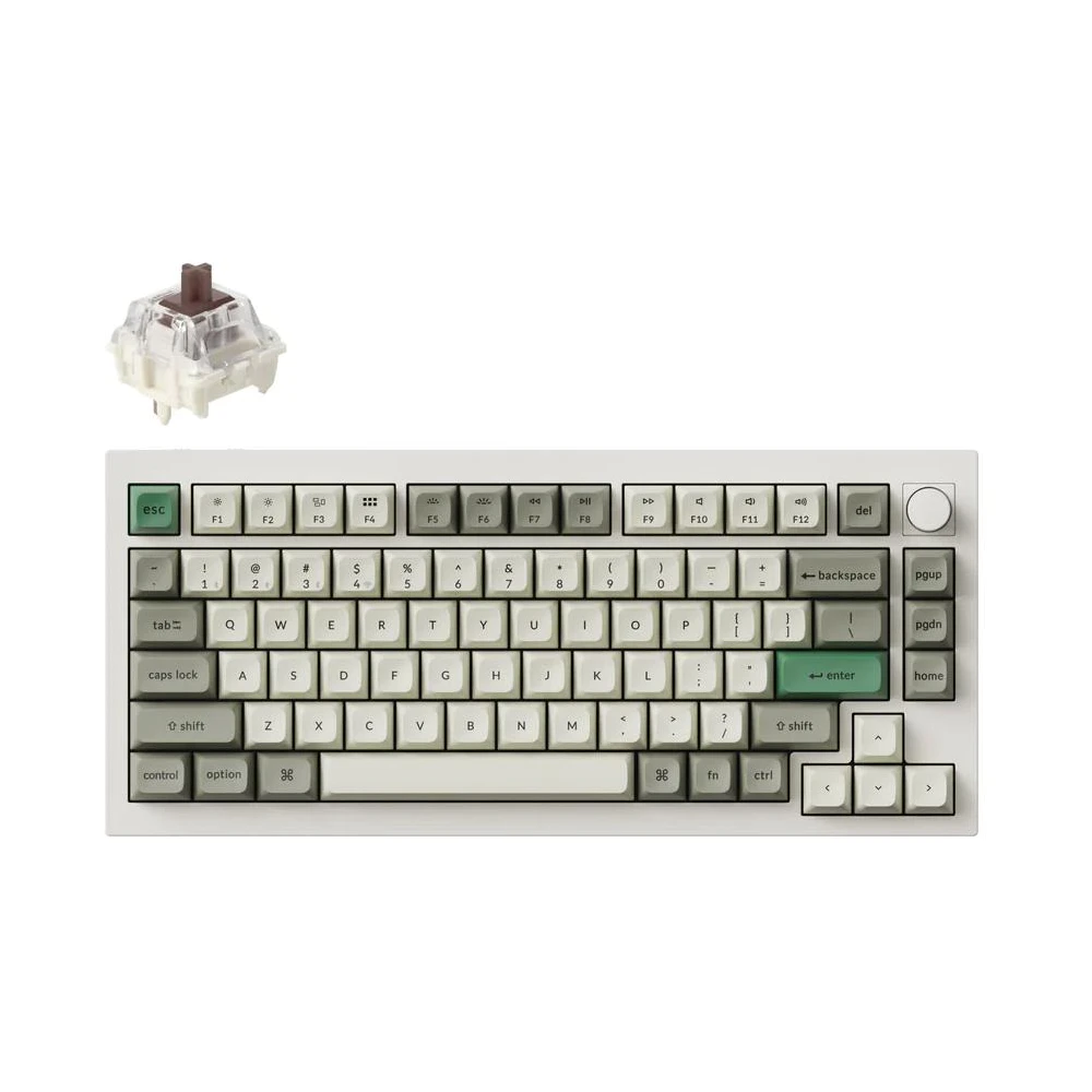 A large main feature product image of EX-DEMO Keychron Q1 Max - 75% QMK/VIA RGB Wireless Custom Mechanical Keyboard - White (Gateron Jupiter Brown Switch)
