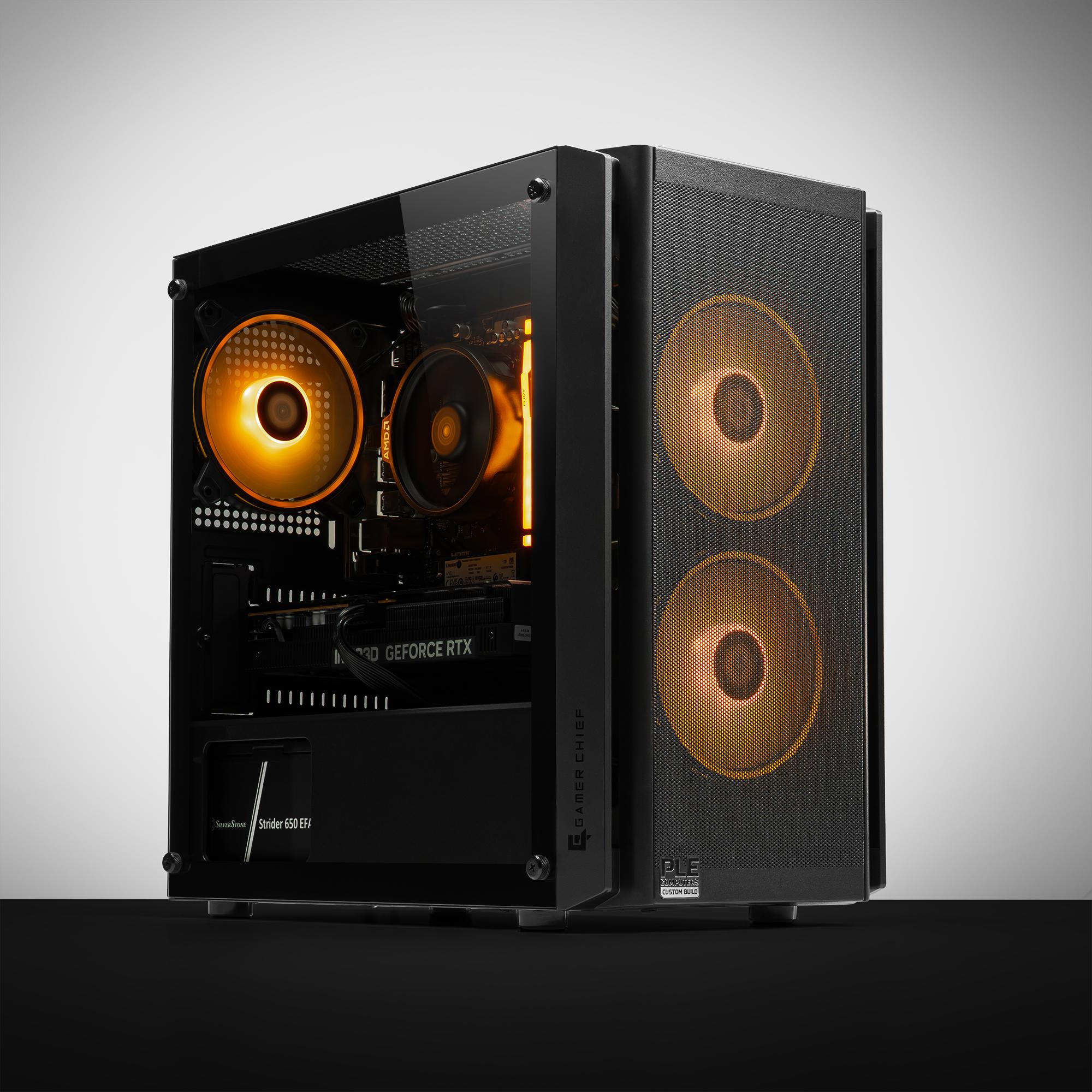 A large main feature product image of PLE Topaz RTX 5060 Ti Prebuilt Ready To Go Gaming PC