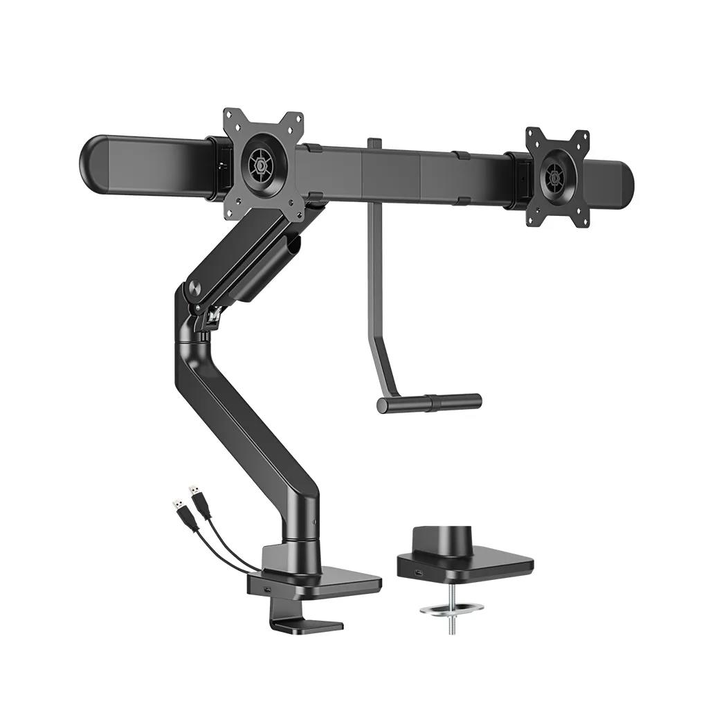 A large main feature product image of Brateck Noteworthy Gas Spring Dual Monitor Arm Fits Most 17" - 32"