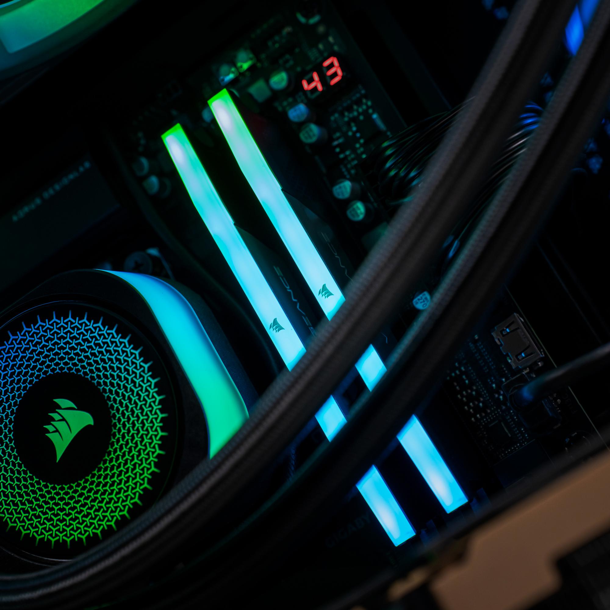 A large main feature product image of PLE Trident RTX 5090 Prebuilt Ready To Go Gaming PC