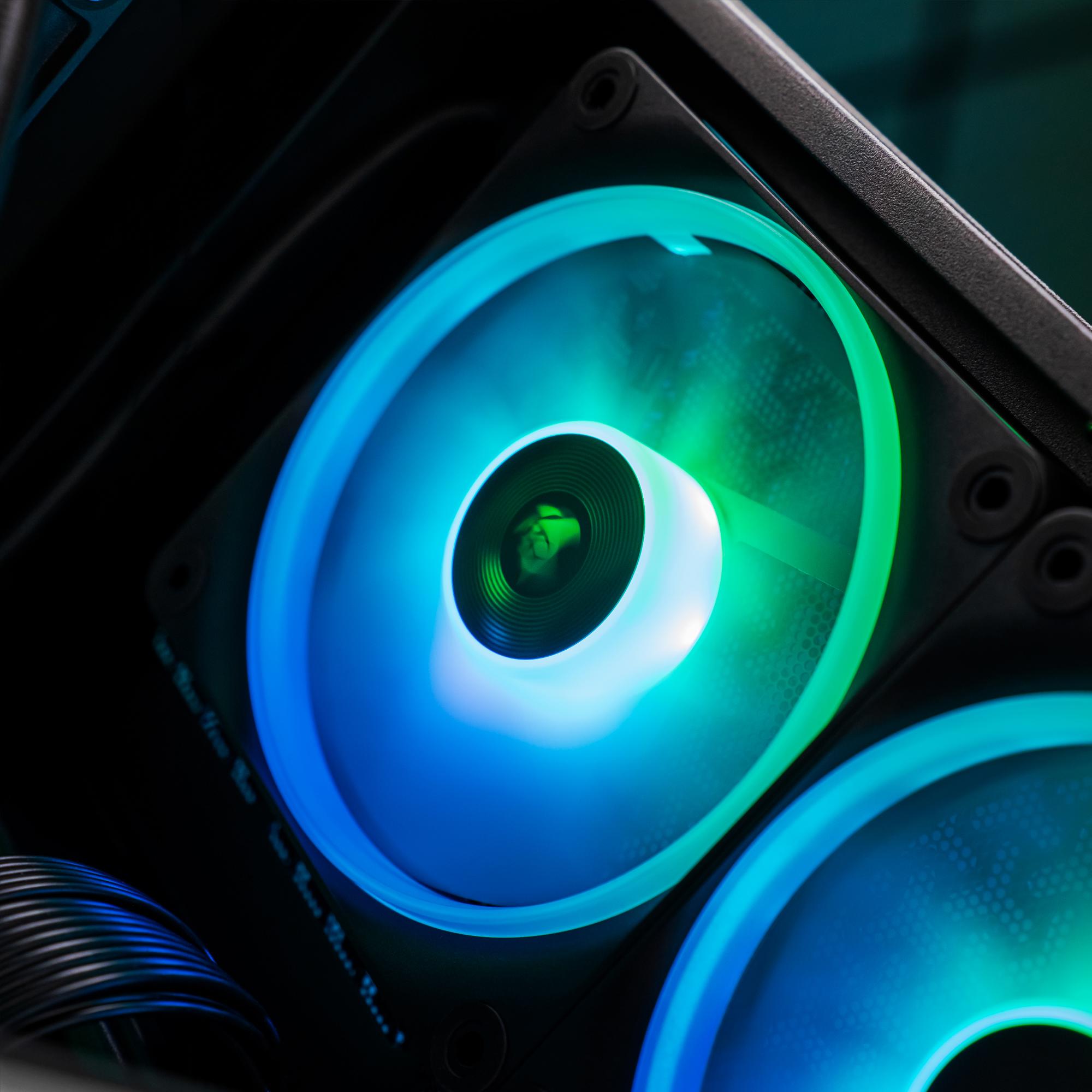 A large main feature product image of PLE Trident RTX 5090 Prebuilt Ready To Go Gaming PC