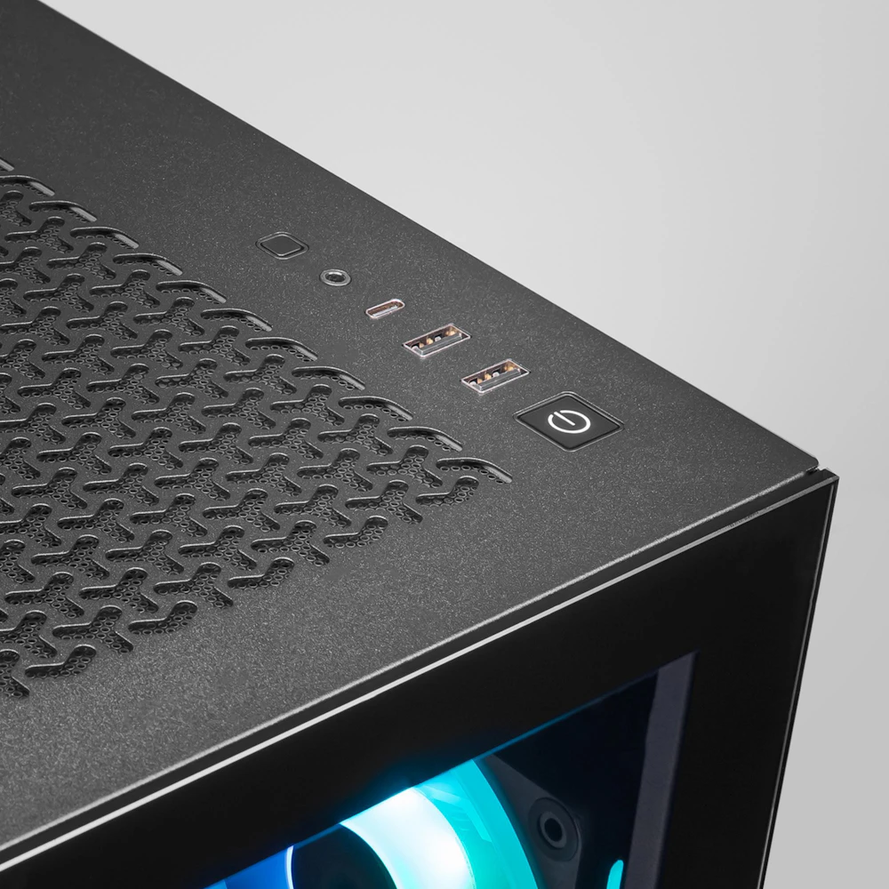 A large main feature product image of PLE Trident RTX 5090 Prebuilt Ready To Go Gaming PC