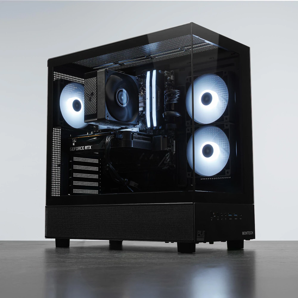 A large main feature product image of EX-DEMO PLE Stealth RTX 5050 Prebuilt Ready To Go Gaming PC