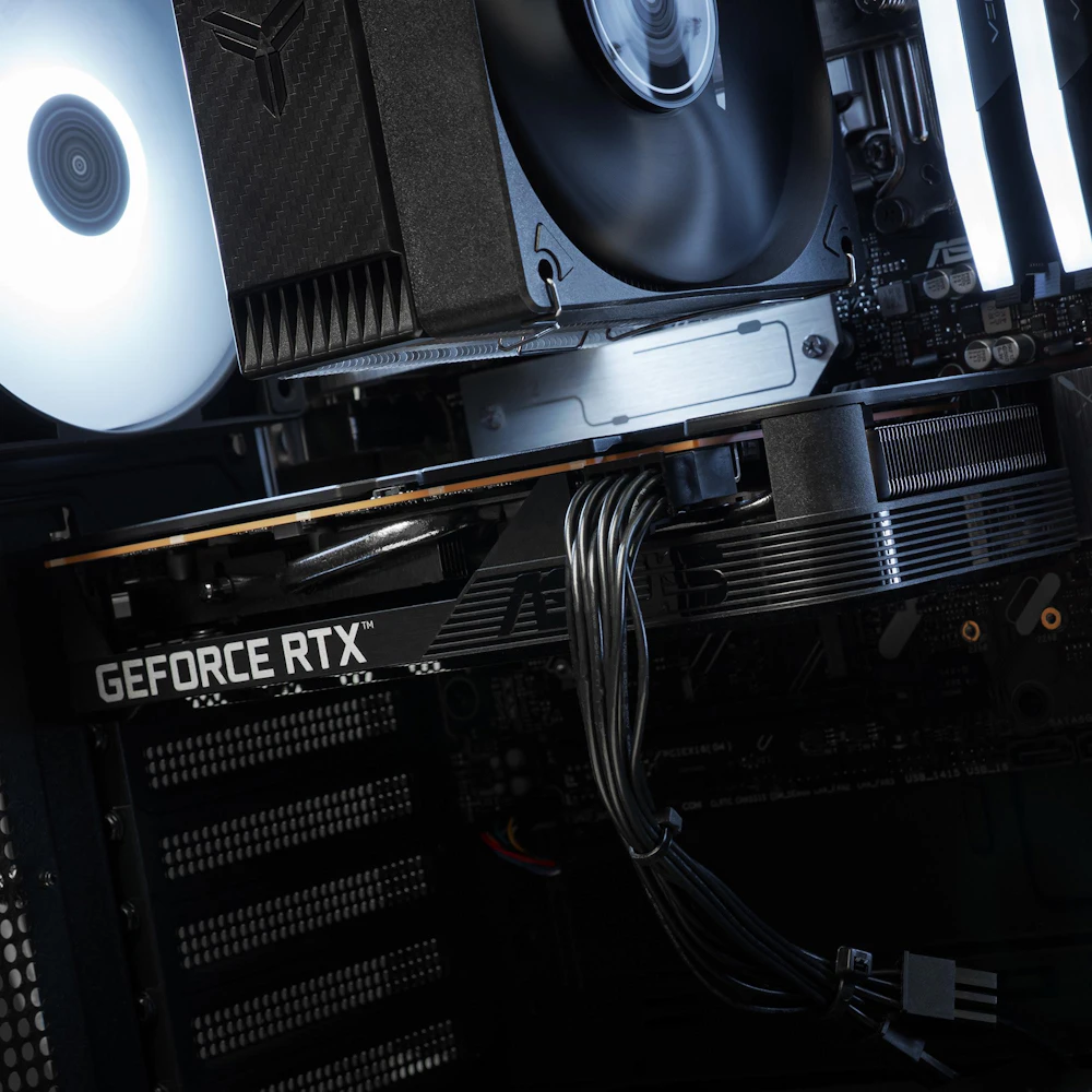 A large main feature product image of EX-DEMO PLE Stealth RTX 5050 Prebuilt Ready To Go Gaming PC