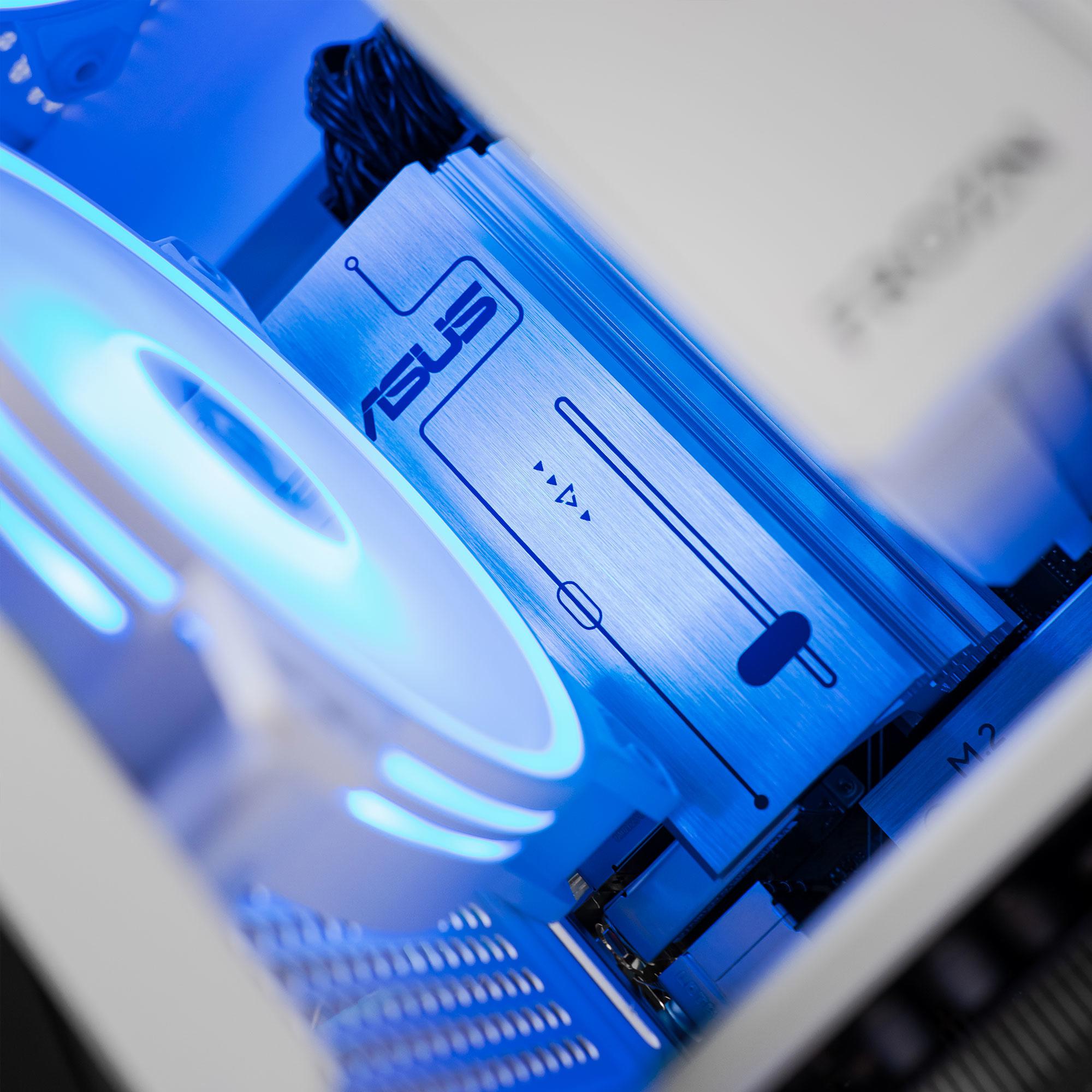 A large main feature product image of EX-DEMO PLE Polar RX 9070 XT Prebuilt Ready To Go Gaming PC