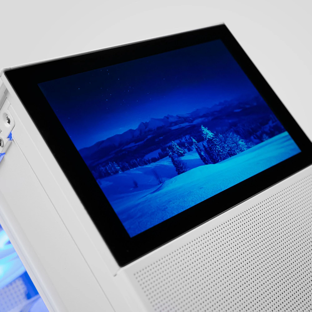 A large main feature product image of EX-DEMO PLE Polar RX 9070 XT Prebuilt Ready To Go Gaming PC