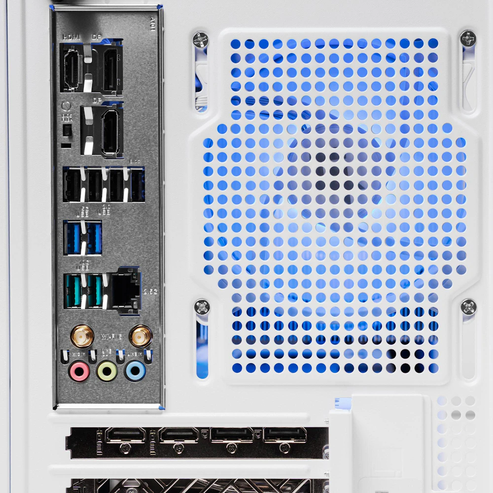 A large main feature product image of EX-DEMO PLE Polar RX 9070 XT Prebuilt Ready To Go Gaming PC