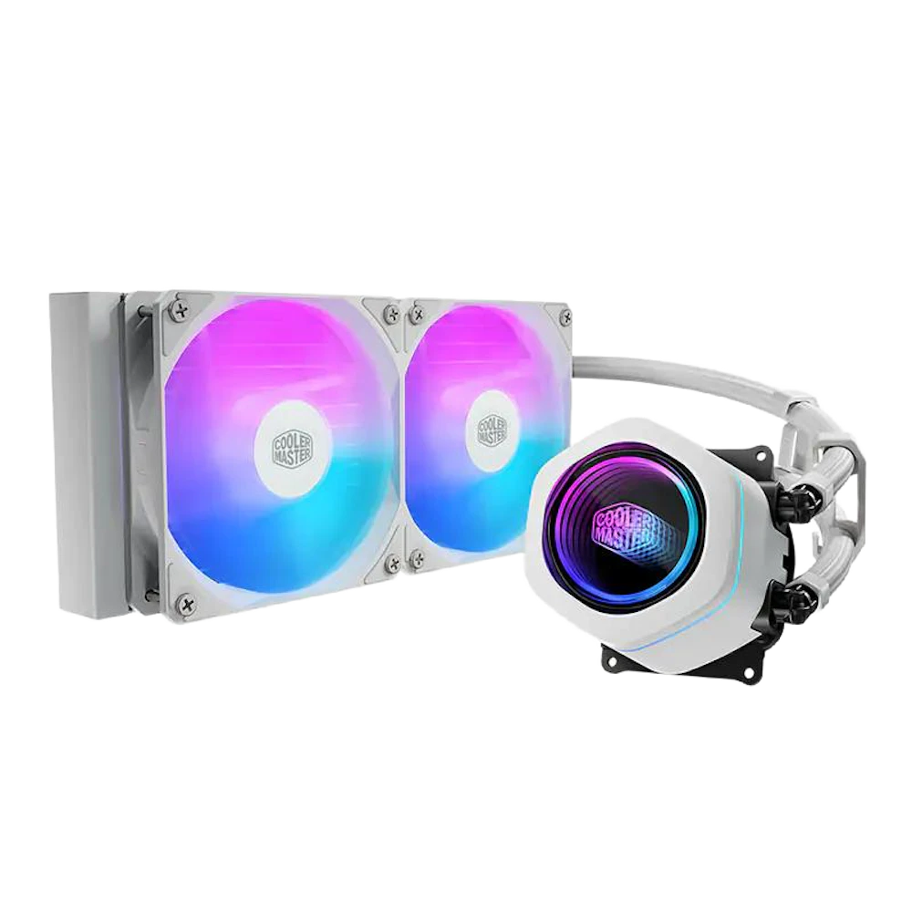 A large main feature product image of Cooler Master MasterLiquid Core Nex 240 White