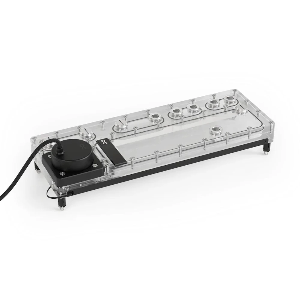 A large main feature product image of Alphacool Core Distro Plate 360 Left V2 w/ Pump