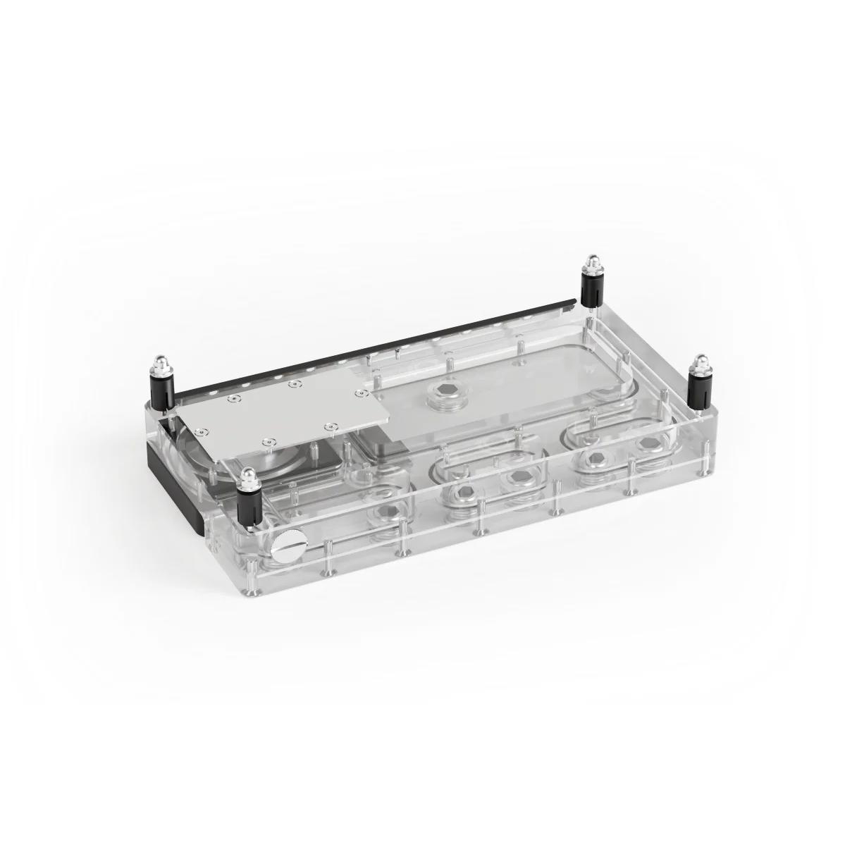 A large main feature product image of Alphacool Core Distro Plate 240 Left V2 w/ Pump