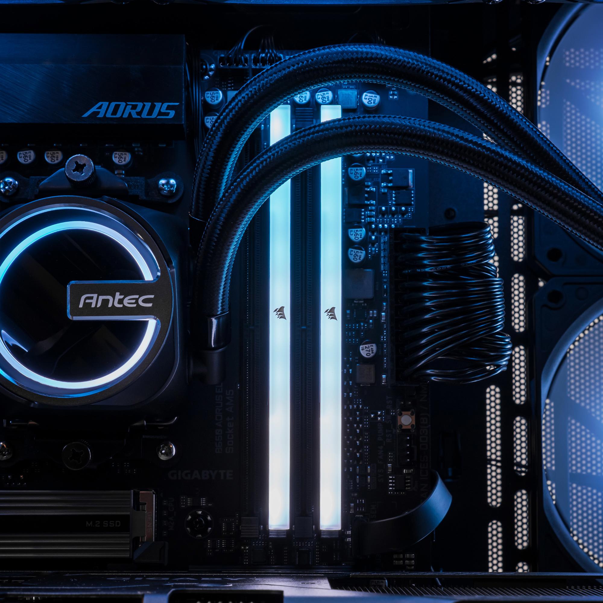 A large main feature product image of EX-DEMO PLE Skeleton RTX 5070 Ti Prebuilt Ready To Go Gaming PC