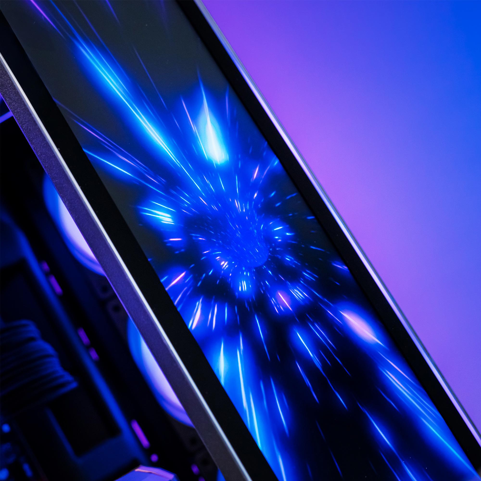 A large main feature product image of PLE Infinite RTX 5090 Prebuilt Ready To Go Gaming PC