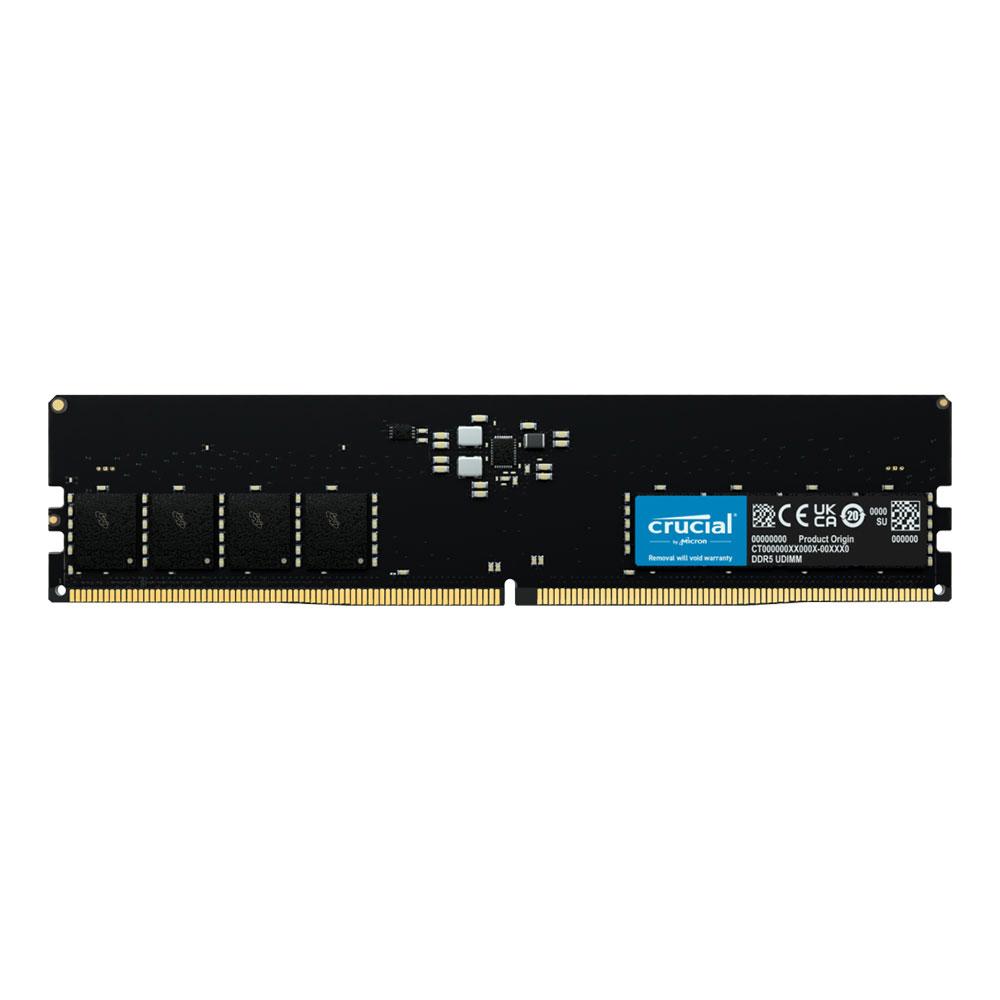 A large main feature product image of Crucial 16GB Single (1x16GB) DDR5-5600 C46