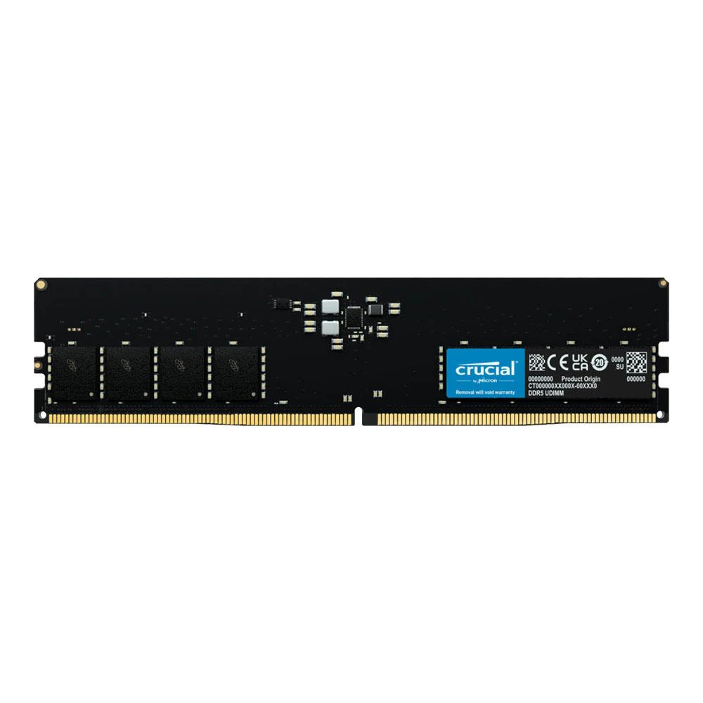A large main feature product image of Crucial 16GB Single (1x16GB) DDR5-5600 C46