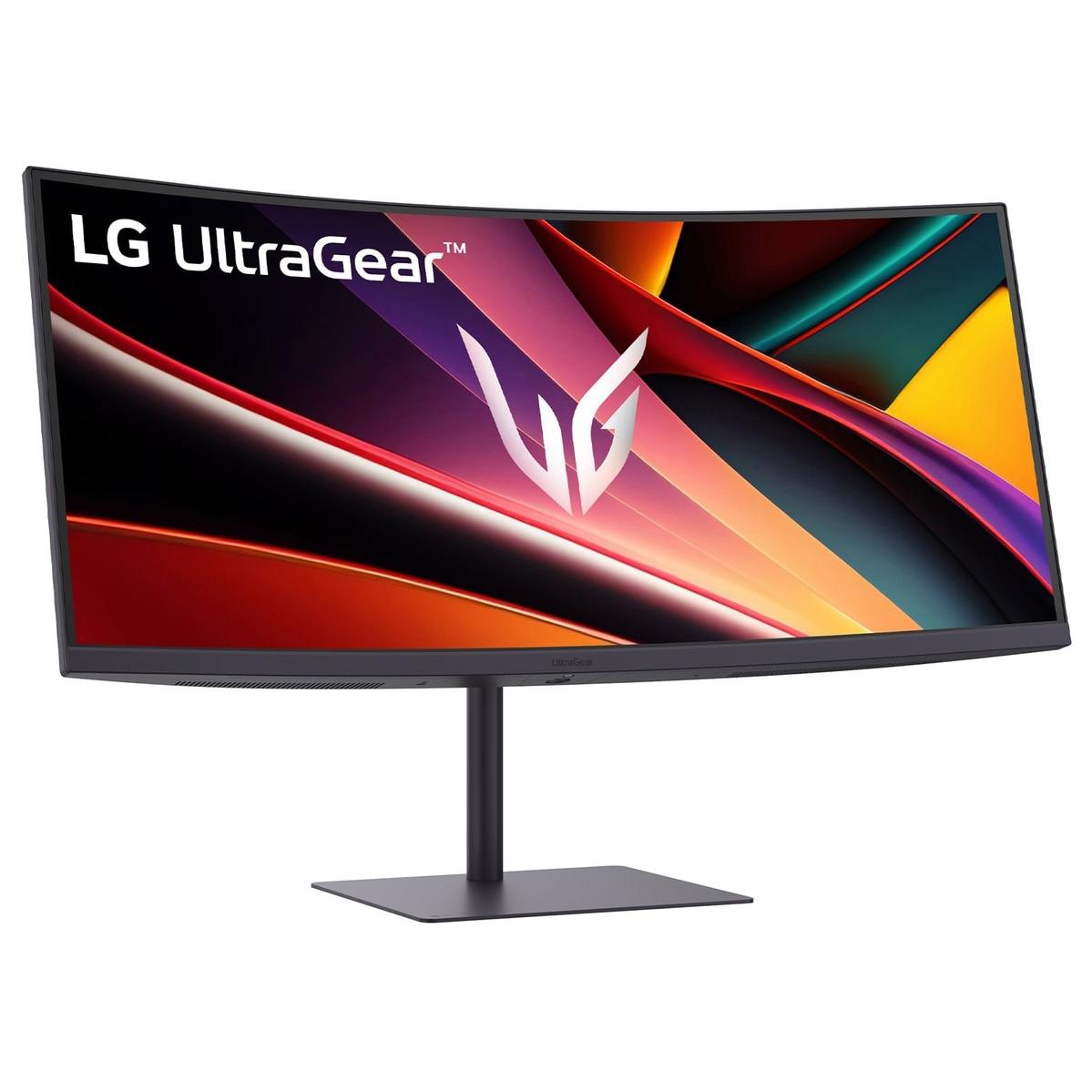 A large main feature product image of EX-DEMO LG UltraGear G6 34G630A-B - 34" Curved 1440p Ultrawide 240Hz 1ms Gaming Monitor