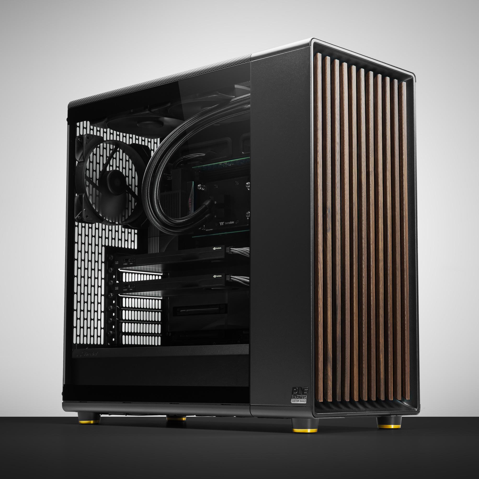 A large main feature product image of PLE Threadripper Dual RTX 4000 Prebuilt Ready To Go Workstation PC