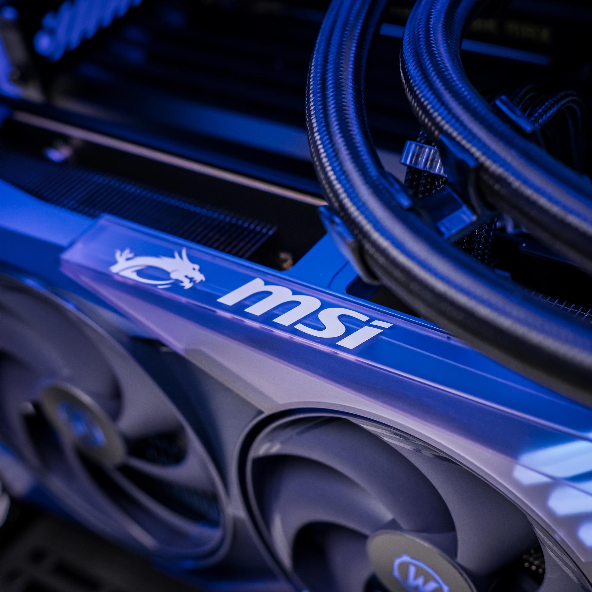 A large main feature product image of PLE Midnight Void RTX 5070 Prebuilt Ready To Go Gaming PC